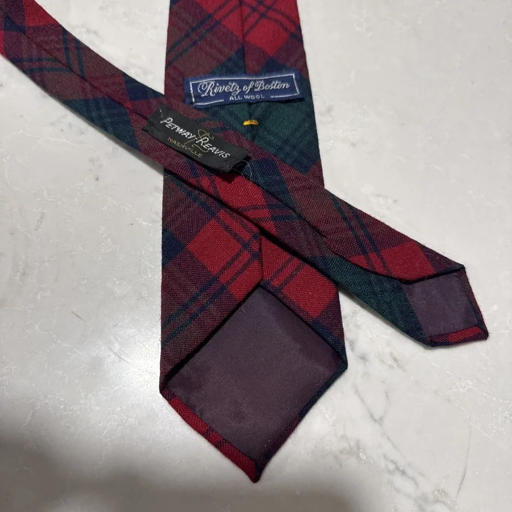 Vintage  Tartan Plaid 100% Wool Neck Tie Scottish Red Kilt 58